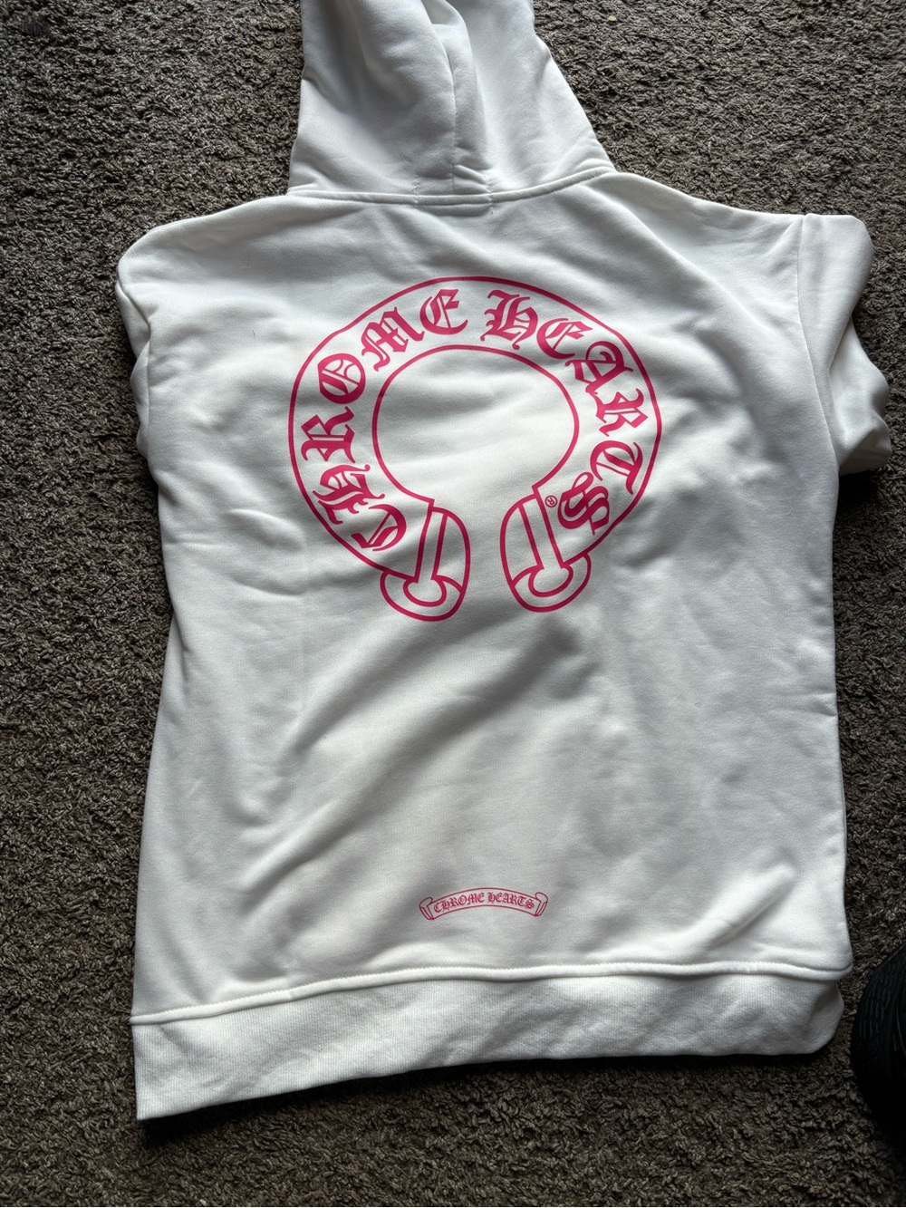 White Hoodie with Pink Sleeve Graphics -Chrome - Picture 6 of 8